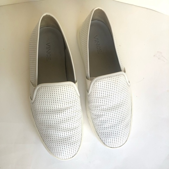 Vince Woman’s Blair Italian Leather White Perforated Slip-On Sneakers Size 7/37 main image 12